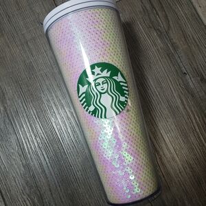 Starbucks | White Sequin Holiday 2020 Iridescent Tumbler Cold Cup 24fl.oz.